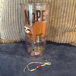 Tervis 24 Oz Tumbler Sloth “Nope not today” and Sloth bracelet